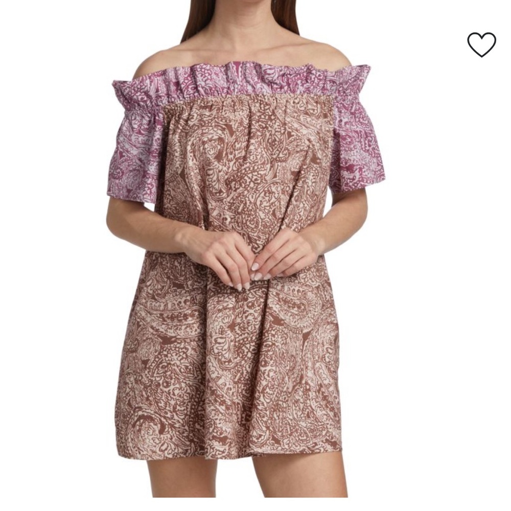 Free People Purple and Brown Paisley Mini Skirt size large